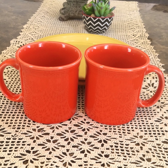 2 Fiesta Dinnerware Poppy Java Mugs Lead-Free Coffee Tea Chocolate Mugs 12 oz - Picture 3 of 8